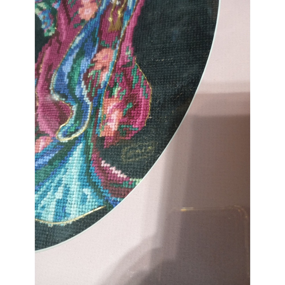 Framed Embroidery Art Hand Stitched Signed Geisha Chinoiserie Home Decor 18"x14" - Picture 3 of 5